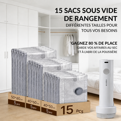 Meloria sacs sous vide – set de 15 pièces avec pompe électrique